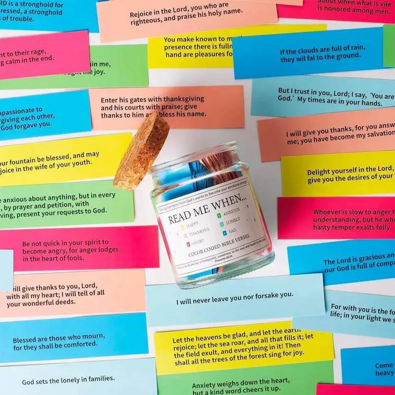 Bible Verse Prayer Jar – Glass Gratitude Jar with Colorful Scripture Cards, Inspirational Blessings & Encouragement Notes