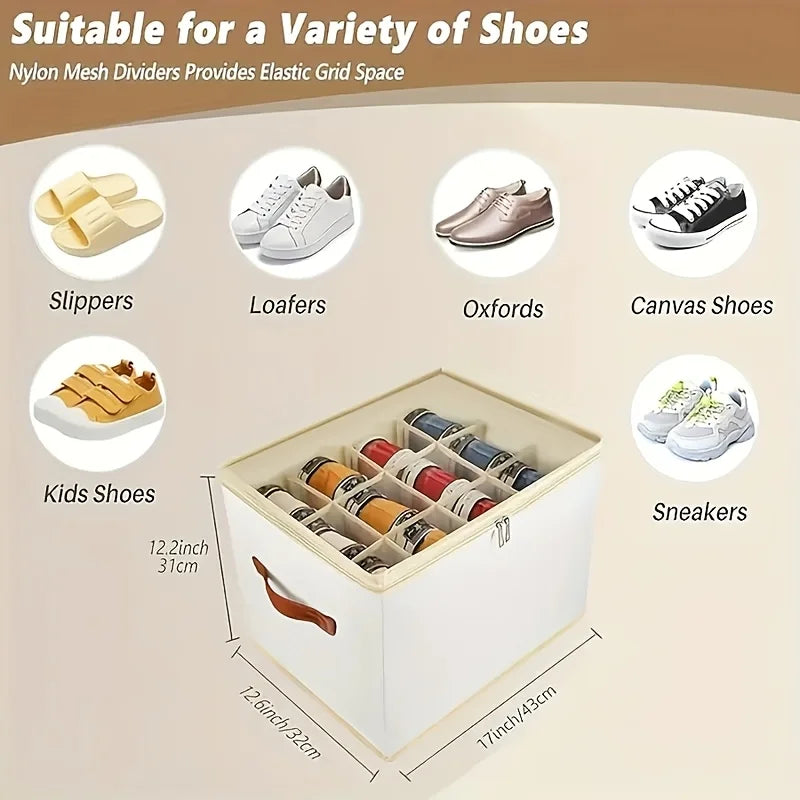Foldable Oxford Storage Box with Clear Lid – Stackable, Space-Saving Organizer for Shoes, Clothes & More