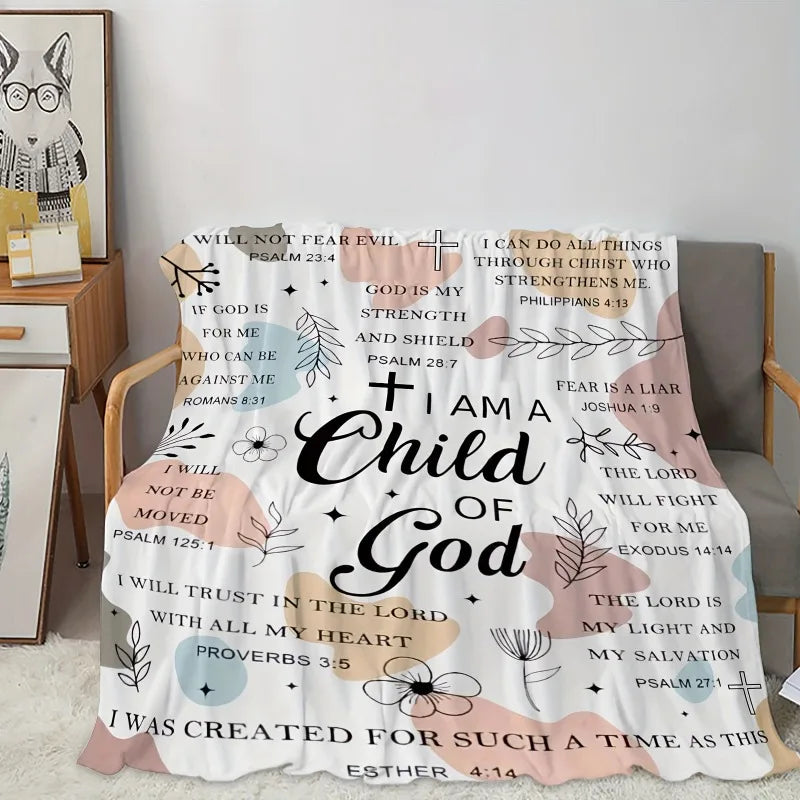 I Am a Child of God Christian Blanket – Soft Flannel Inspirational Throw for Women, Uplifting Religious Gift for Prayer & Devotion